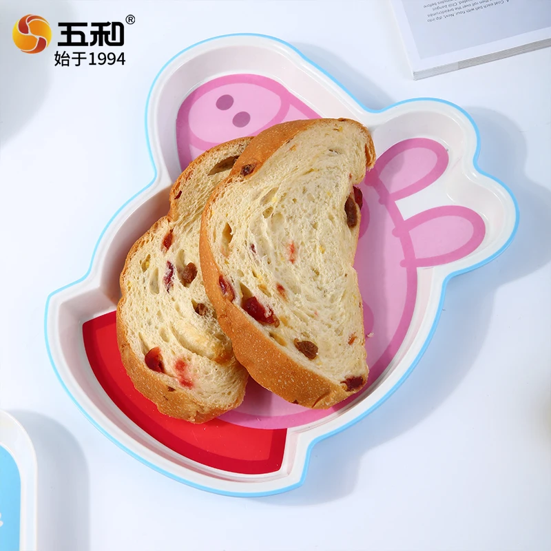 For Peppa Pig Tableware Cartoon Salad Bowl Anti-Fall Dining Plate Cup Spoon Baby Eating Double-ear Bowl Food-grade Divided Plate