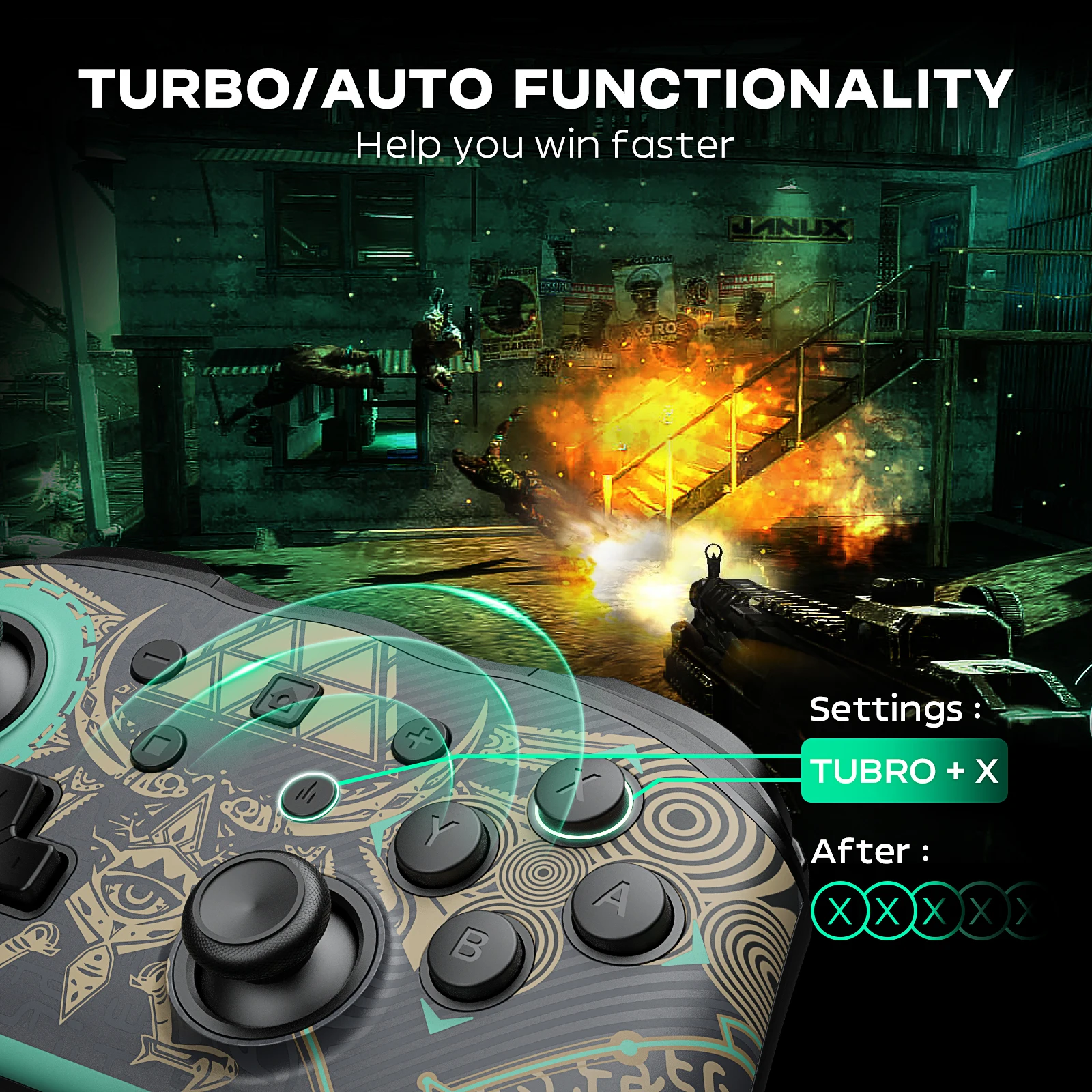 Wireless Switch Pro Controller for PC/Lite/OLED/Switch, Wireless Switch Bluetooth Controller for TURBO Ultimate Control