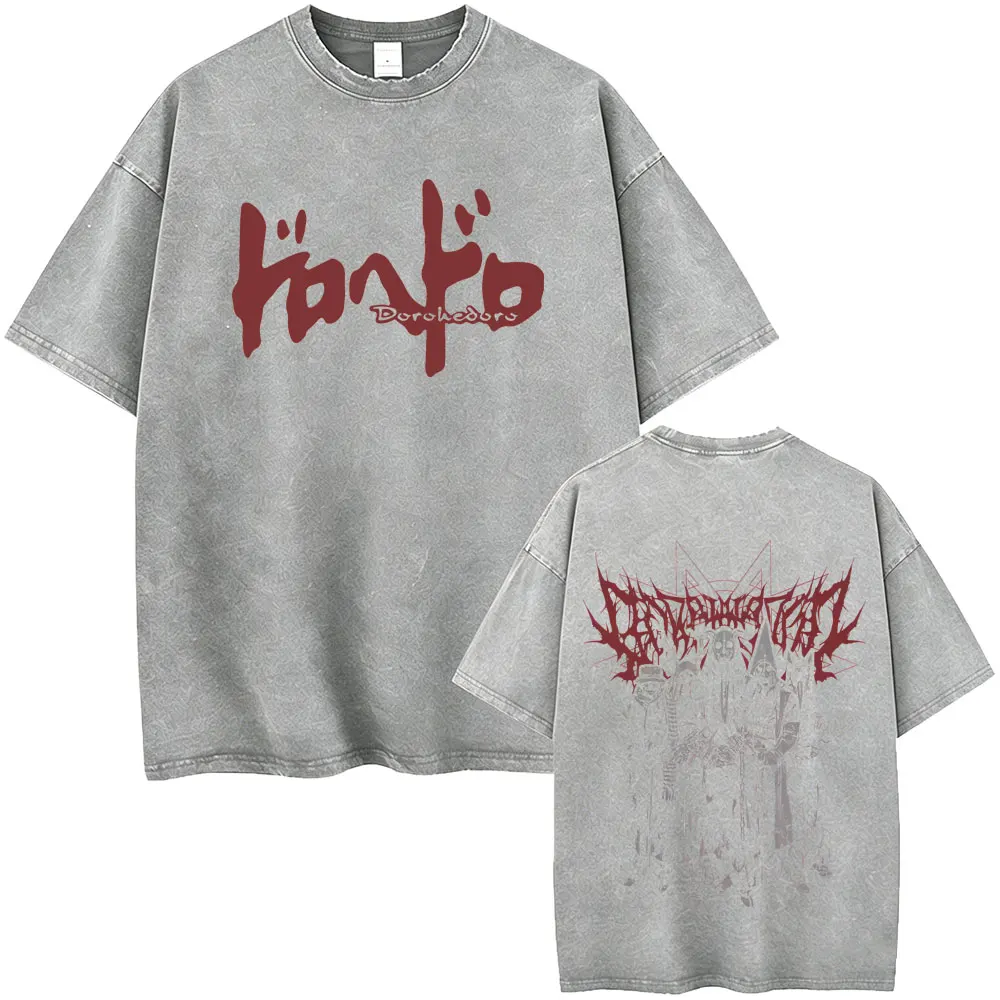 Anime Dorohedoro Kaiman Vintage Washed T Shirts Men Women Gothic Manga Rock T-shirt Male Oversized T-shirts Japanese Streetwear