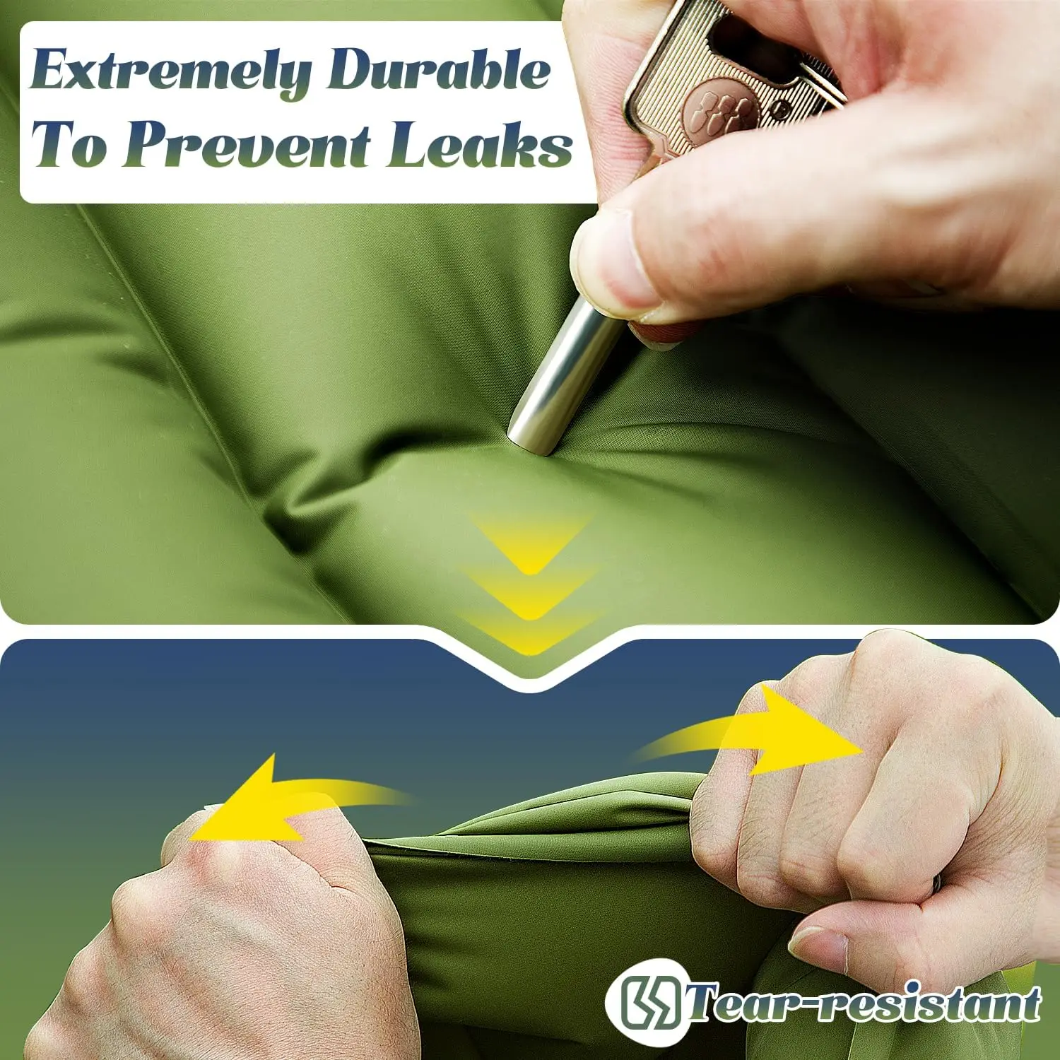 Double Sleeping Pad Lightweight Self-Inflating 2-Person Waterproof Built-in Pillow Foot Pump Compact Camping Mattress Ergonomics