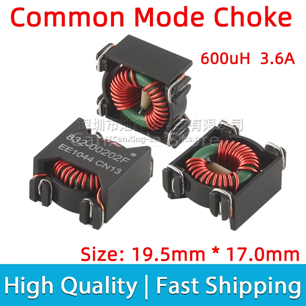 

2pcs SMT SMD Common Mode Choke Coil Inductor Inductance 0.6mH 600uH 3.6A Switching Power Supply Filter Magnetic Ring 832-00202F