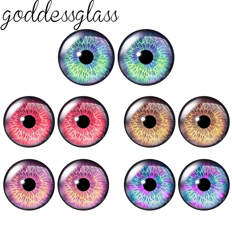 5pairs glass eyes cabochons Round 12mm/18mm/20mm/25mm Dome Dragon Eye Dragon Cat Eye Toys  DIY Jewelry Accessory MIX Pupil Eye