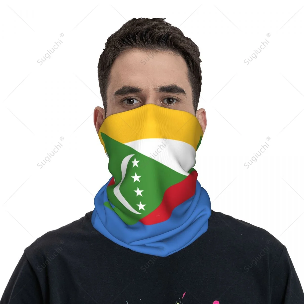 Unisex Comoros Flag Neckerchief Scarf Neck Face Mask Scarves Neck Warmer Seamless Bandana Headwear Cycling Hiking