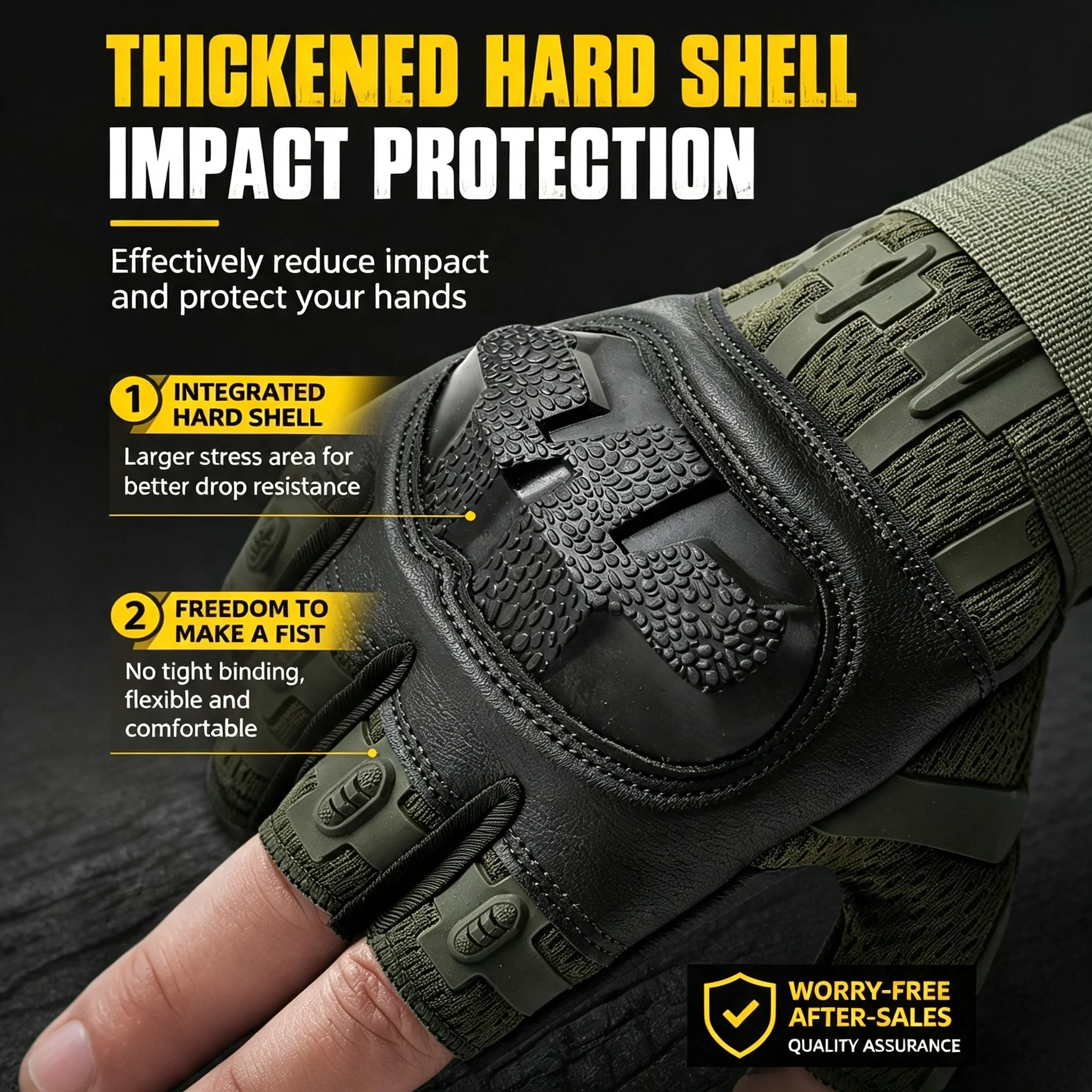 Work Glove Impact - Impact Protective Half Finger Tactical Gloves