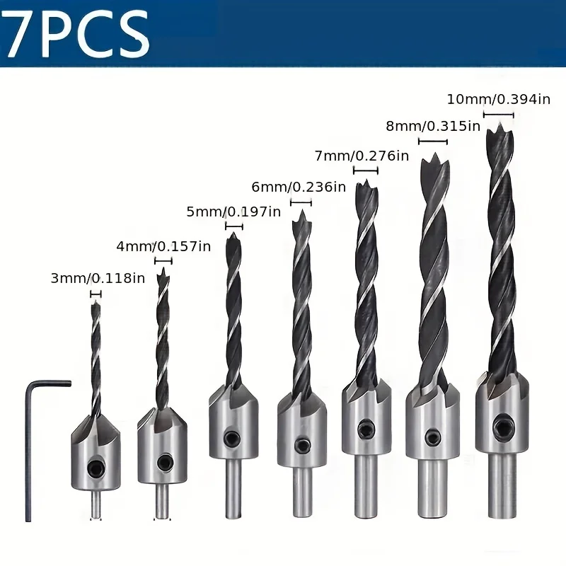 مجموعة مثقاب كونترسينك ، مخرطة ، آلة شطب النجارة ، تجويف مضاد ، ثقب تجريبي ، قاطع ثقب لولبي ، 4 كان ، 5 مثقاب ، 6 ، 7 ، 7 ، 8 ، 10 ، HSS