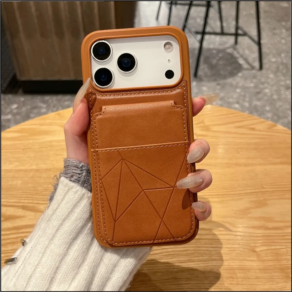 Doppellagige Leder-Handyhülle mit mehreren Kartenfächern für iPhone 17 16 15 14 Plus 13 12 Pro Max Air, vertikaler Flip-Halter, Business-Schutzhülle