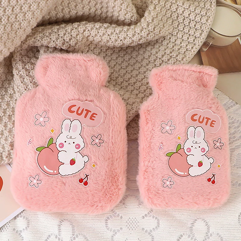 Cartoon Plush Rabbit Bear Hot Water Bottle Water Filling Velvet Small Portable Student Hand Warmer Cute Warm Water Bag