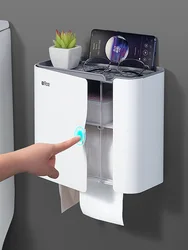 Toilet tissue box without punching waterproof storage rack toilet paper suction wall hanging bathroom storage rack toilet paper
