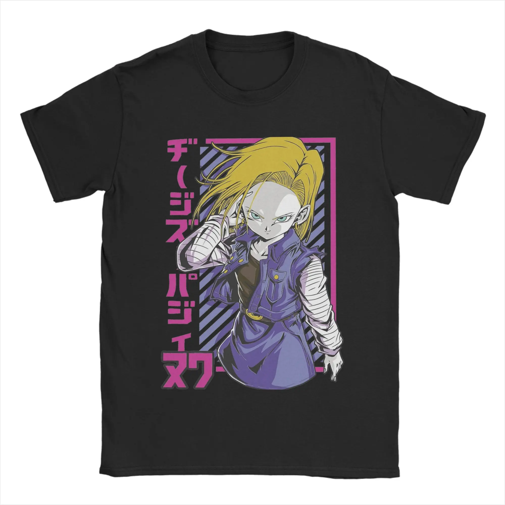 Android 18 D-Dragon Ball Z T Shirts Men 100% Cotton Fashion T-Shirts Crewneck Anime Tees Short Sleeve Clothing Classic