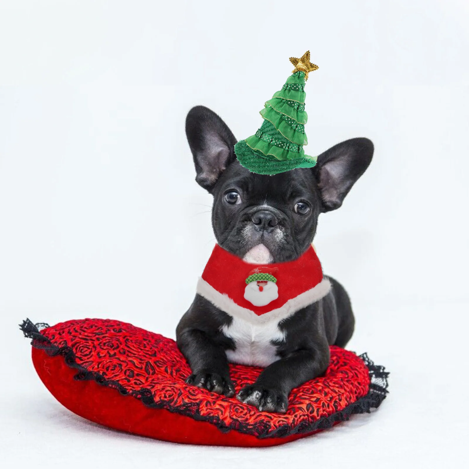 

1 set Christmas Hats Set For Dog Xmas Pet Neckerchief Hat Decor, Soft Pet Costume Accessory, Holiday Dressing Prop, Cat