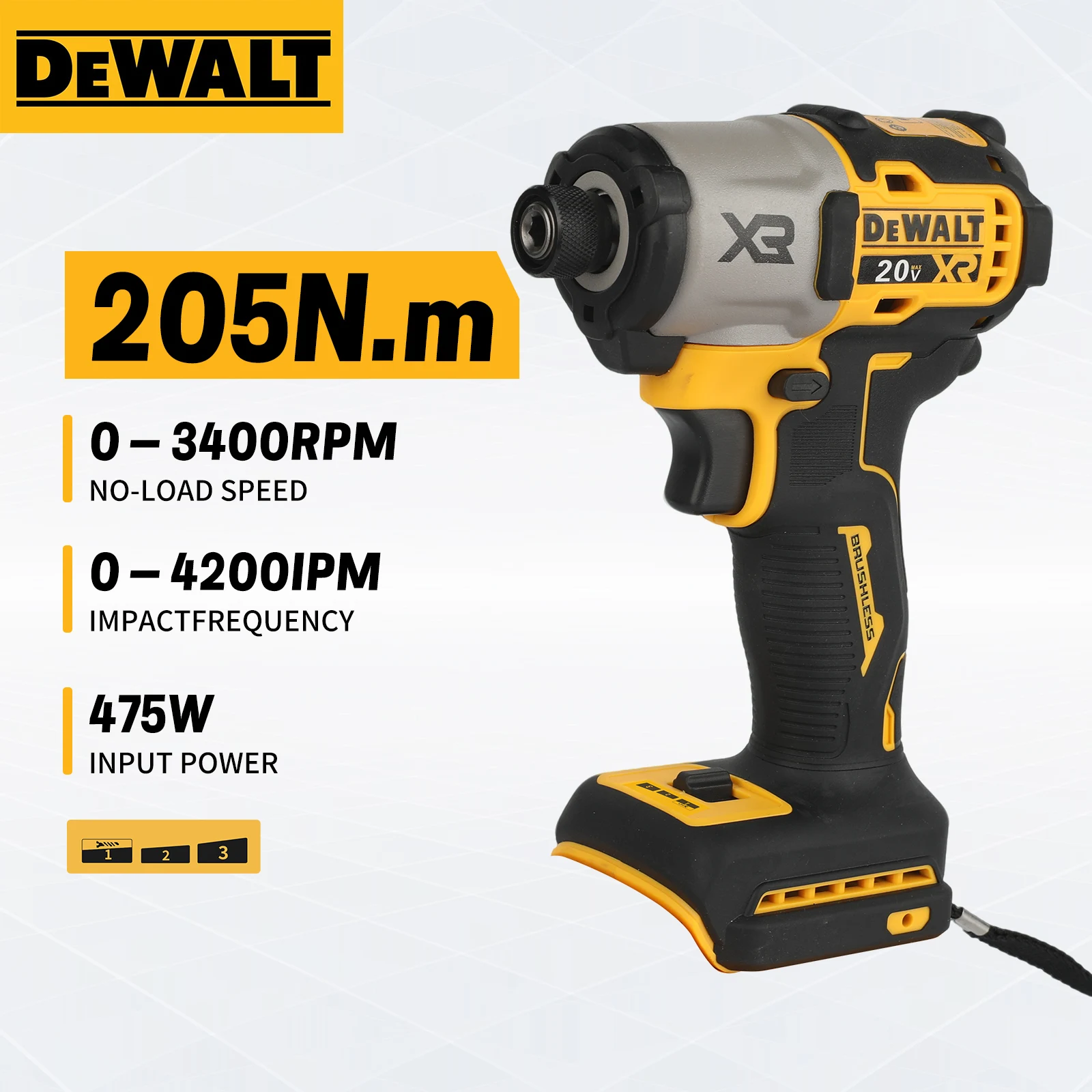 

Бесщеточный ударный гайковерт Dewalt 20V XR DCF845, 205 Н·м, 3 скорости, быстросъемный шестигранный патрон 1/4 дюйма, для ремонта автомобилей и домашнего использования