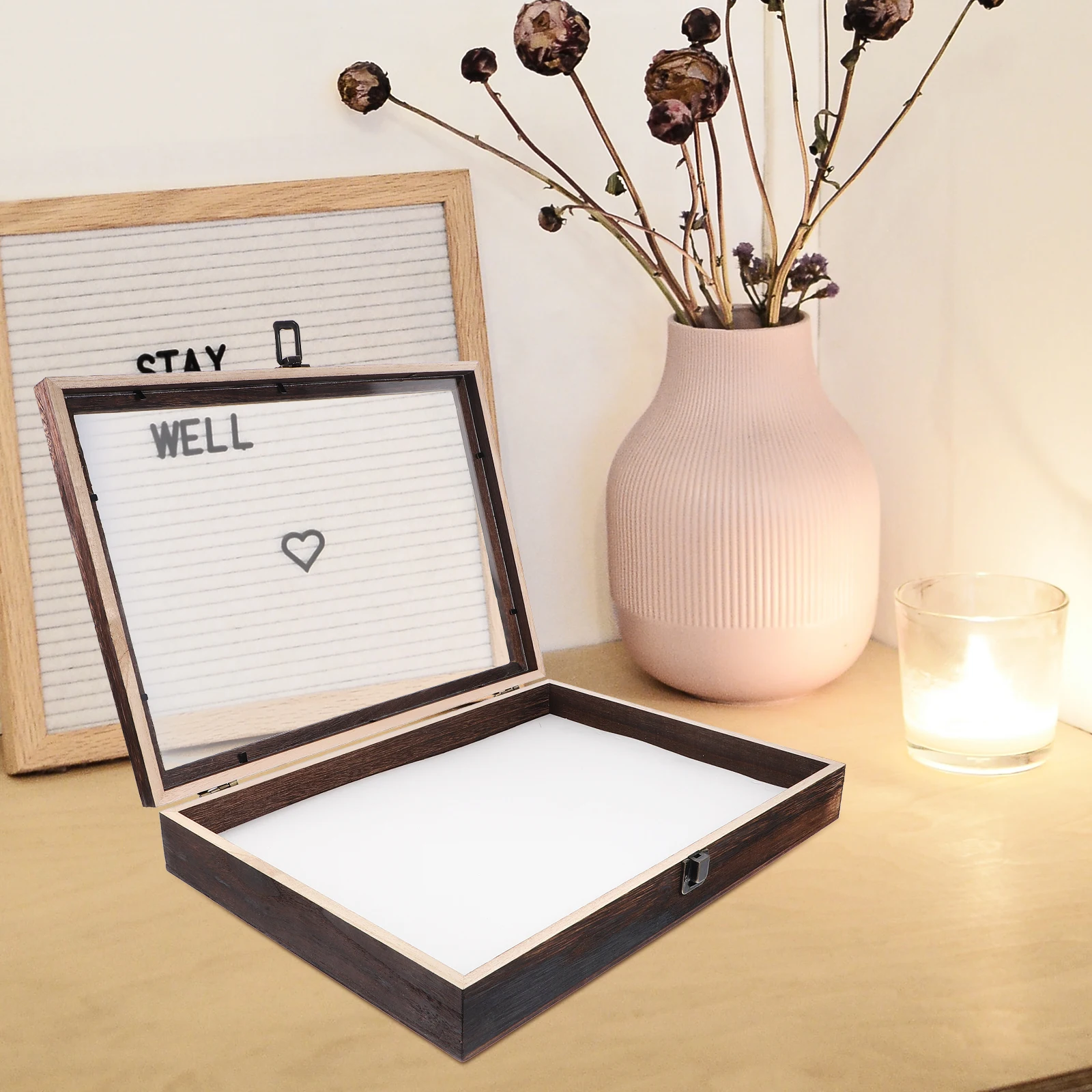 

Specimen Display Box Transparent Wood Insect Case Home Storage Showcase Frame Practical Clear Lid Multi Functional