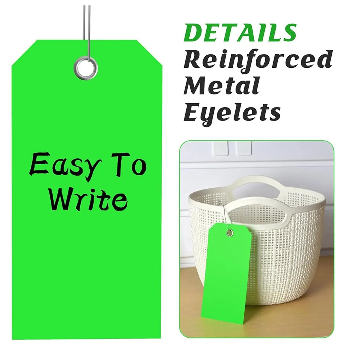 FOR HOME 4 3/4In X 2 3/8In Neon Shipping Tags Blank Heavy Duty Hang Tags with Reinforced Holes Writable Luggage Tags,A