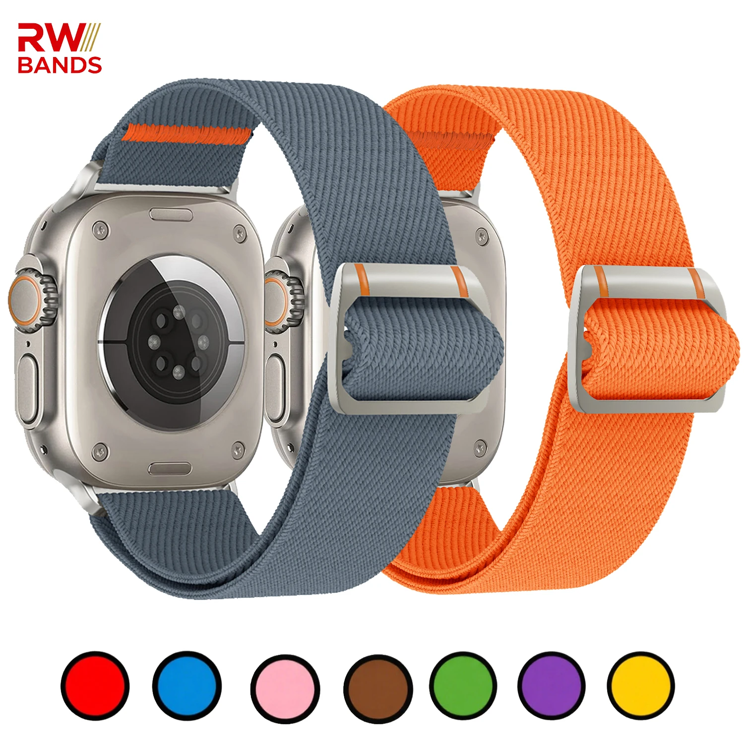 Nylon Geflochtenes Sportarmband Kompatibel mit Apple Watch 49mm 46mm 45mm 44mm 42mm 41mm 40mm Ultra 2/3 SE Serie 11 10 9 8 7 6 5