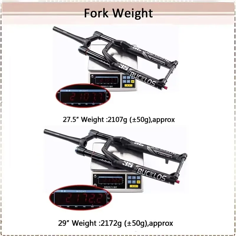 BUCKLOS 27.5/29 Inch MTB Air Suspension Fork 110*15mm Thru Axle 36mm Stanchion 160mm Travel Disc Brake E-bike Front Fork view 5