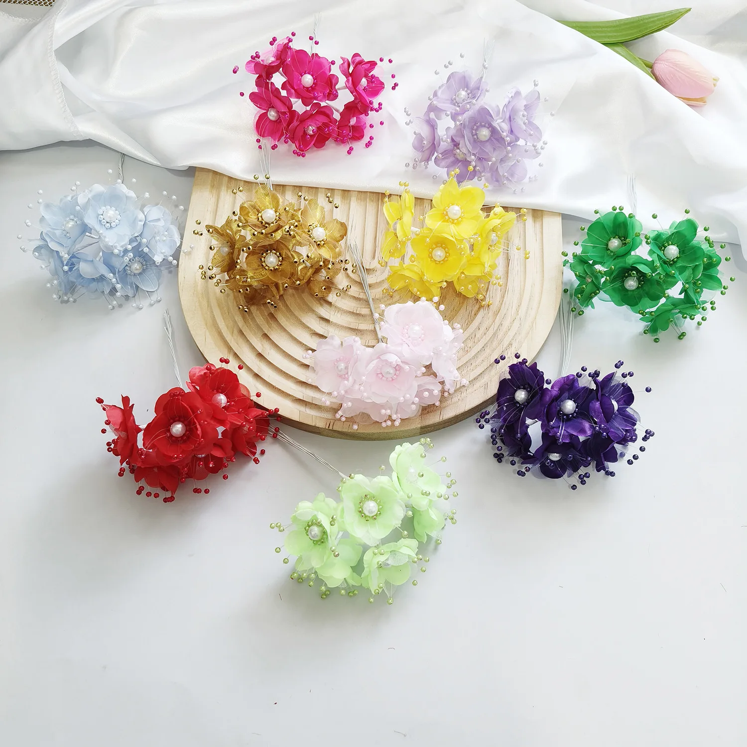 

6Pcs 12cm Artificial Chiffon Flower Rose Flower Bouquet for Home Room Decor DIY Scrapbooking Garland Wreath Wedding Decoration