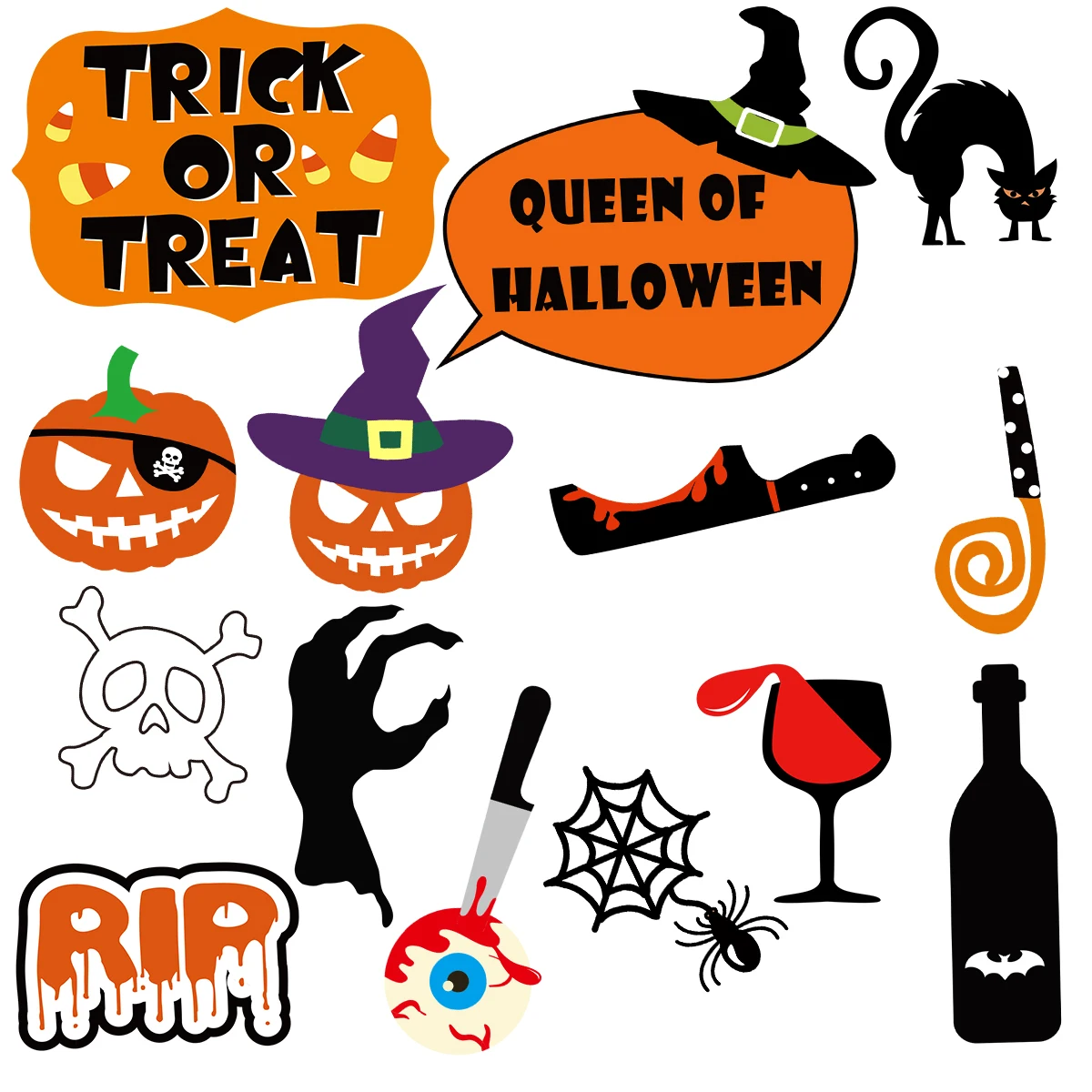 

Tinksky 47pcs Halloween Party Photo Booth Props Creative Happy Halloween Sign Kit for Party Decoration