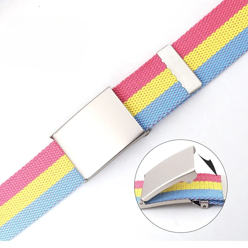 Ceinture rayée arc-en-ciel unisexe, 3.8cm x 120cm, Design de marque de luxe, ceinture Slim de haute qualité, mode Jeans décontractés, accessoires pour robe 1