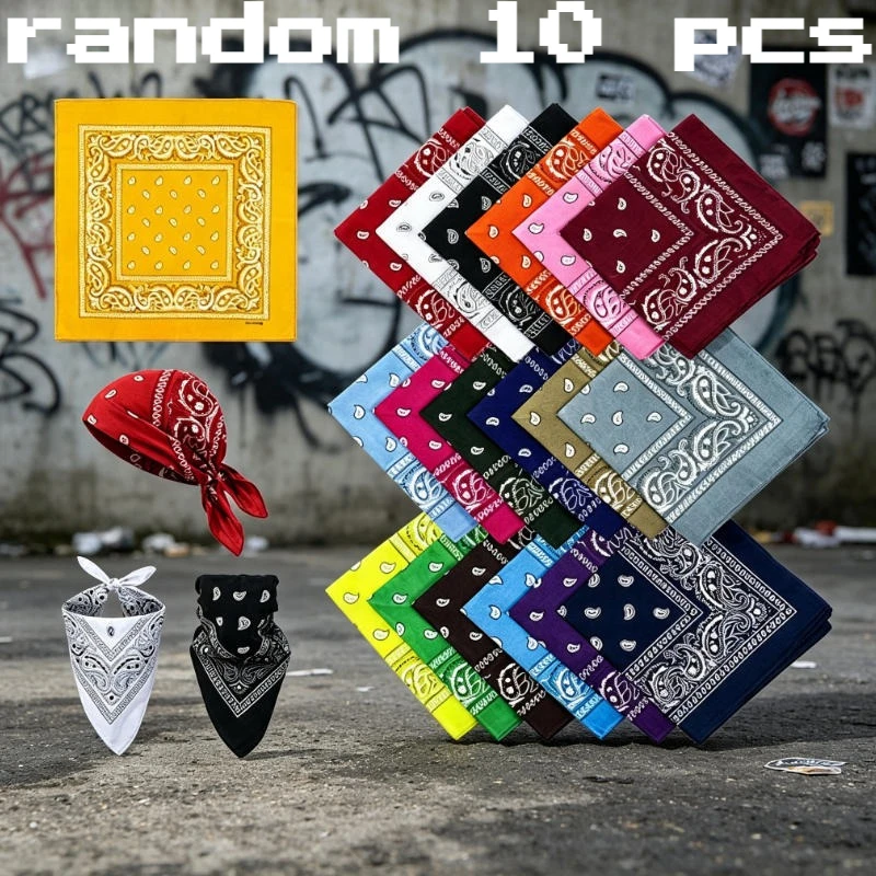 10PCs Unisex men women bandana hairband cowboy mens biker sports headwear wrist hairwrap single head wrap scarf