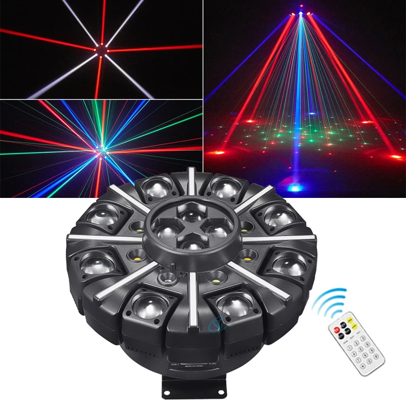 

RGBW 150W Party Effect Beam Red &Green Laser Strobe Light DMX512 Remote Control DJ Disco Bar KTV Christmas Stage Light
