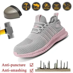 Scarpe antinfortunistiche da lavoro da donna, punta in acciaio antiurto, antiforatura, scarpe sportive alla moda resistenti all'usura