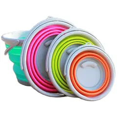 Silicone Folding Bucket Fishing Square Bucket Car Wash Outdoor Gardeen Supplies Bathroom Kitchen Camp Round Bucket 3L/5L/10L