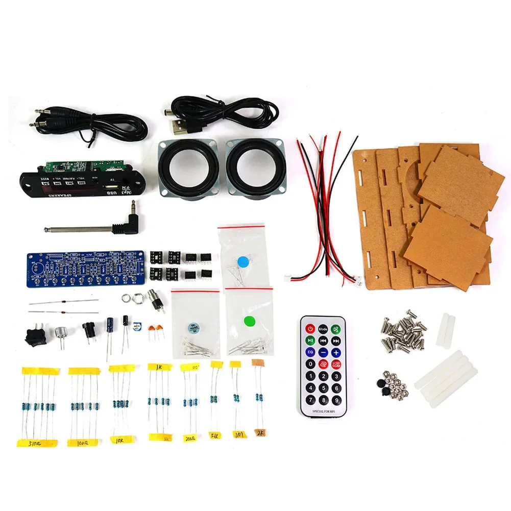 1pc FM Radio DIY Electronic Speaker Soldering Kit With LED Indicator Remote Control FM Radio Audio DIY Soldering Kit Stereo