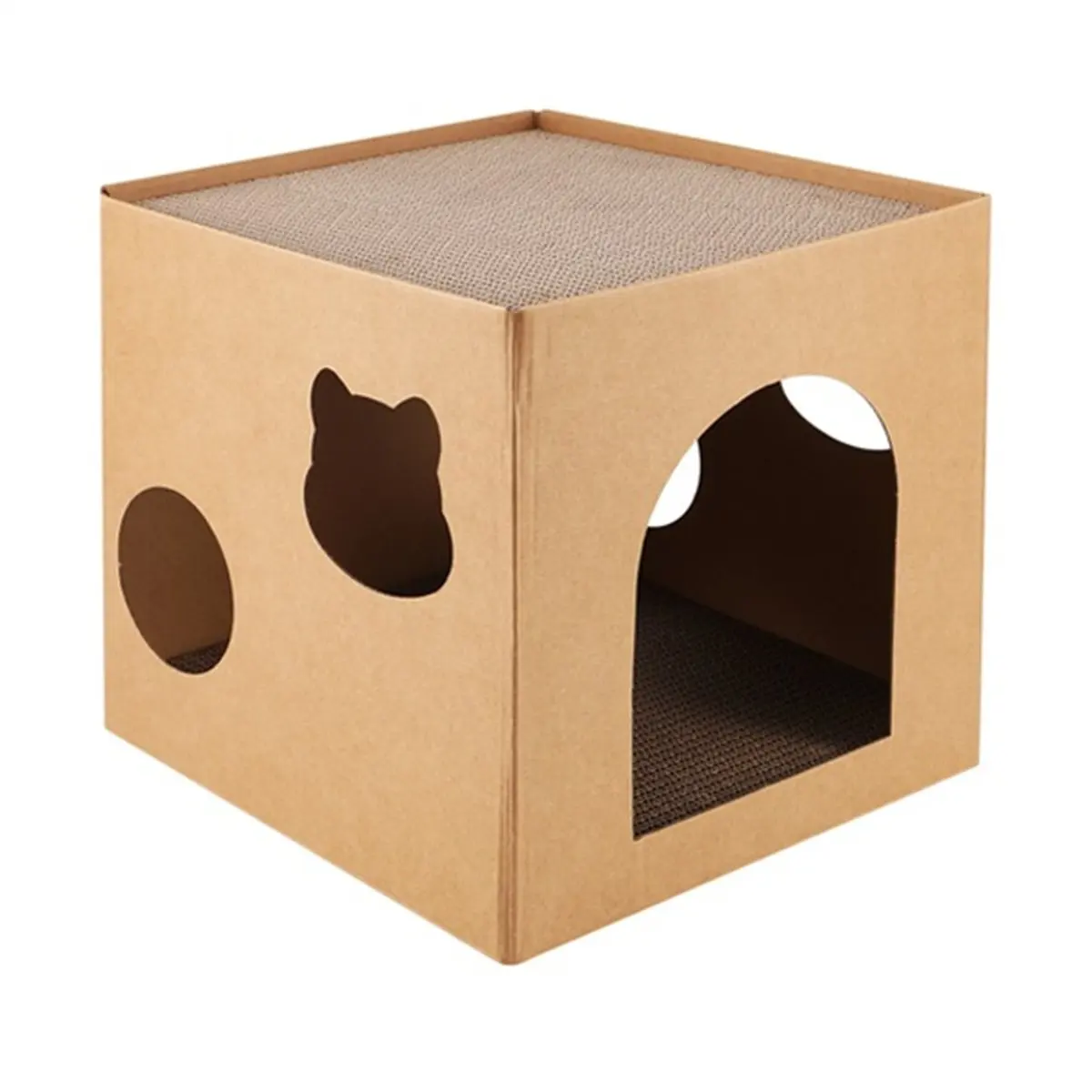 2026 Trend Cat House Scratcher Box Cat Cardboard House with Scratch Pad for Kitties, Kittens for Cat Birthday