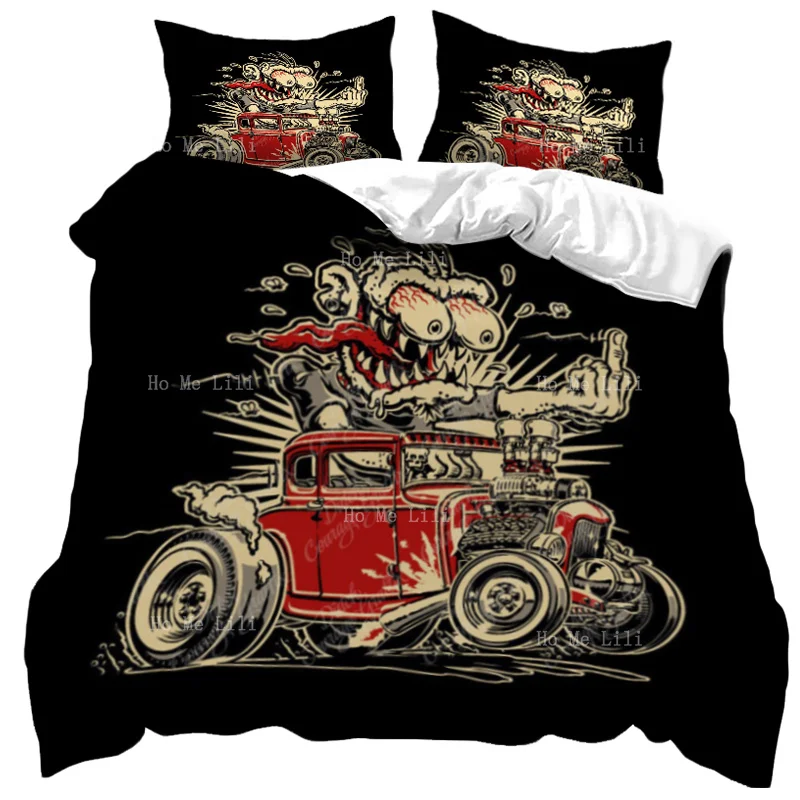 

Комплект постельного белья Monster Vintage Hot Rod Give Finger Cartoon Car пододеяльник от Ho Me Lili