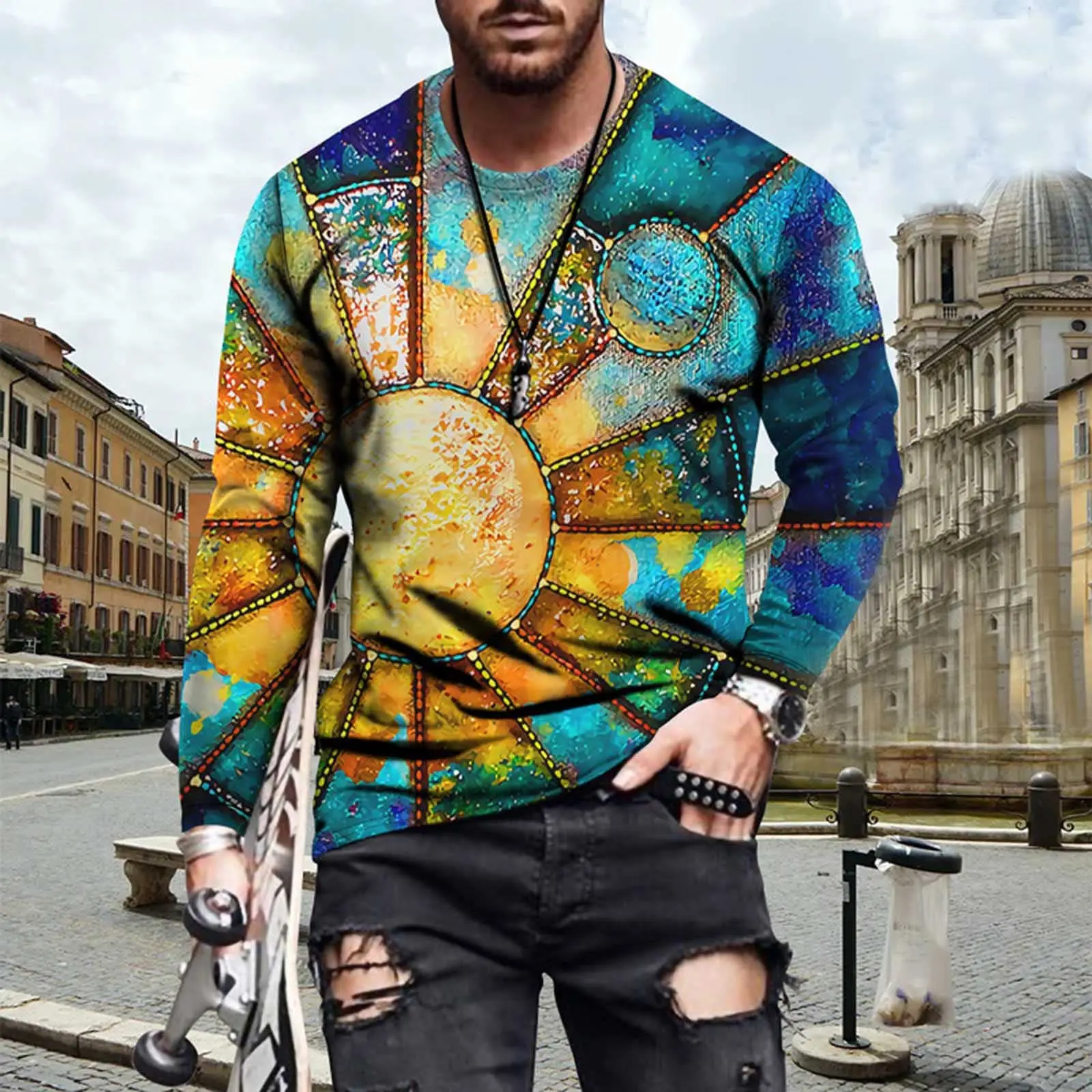 

Fashion Ethnic African 3d Print T Shirts Men Women Vintage Long Sleeve T Shirts Loose Pullover Casual Fashion T Shirts