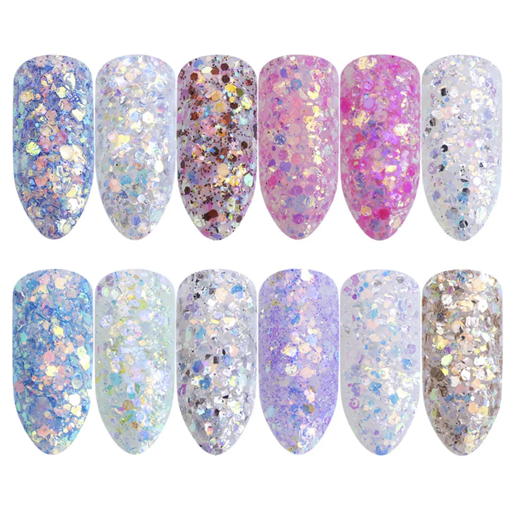 

Candy Color Nail Art Chips Manicure Glitter Sequin Stickers For Women Nail Design Accessories Paillette Decor
