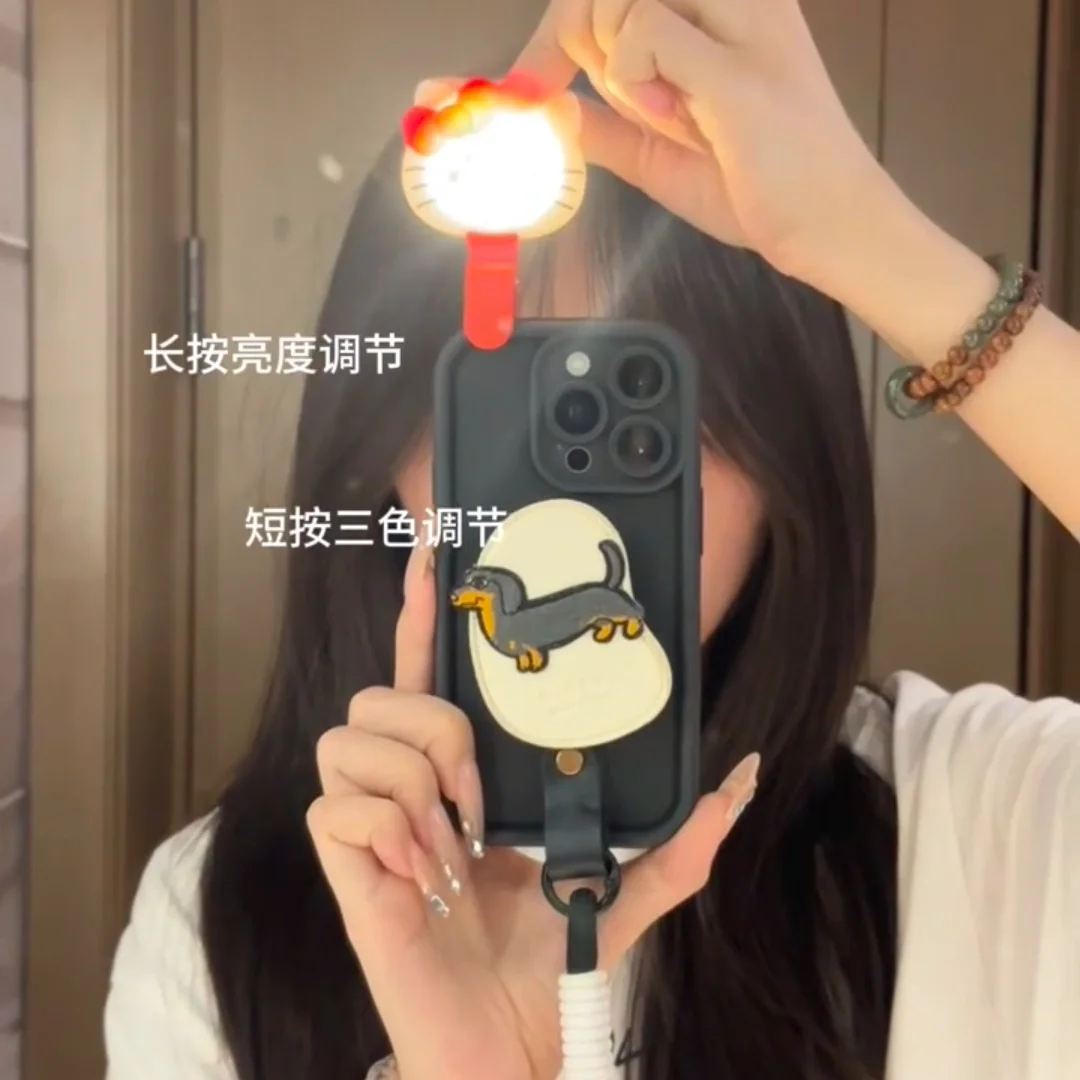 키티 미니 야간 조명 조절 가능한 밝기와 휴대용 메이크업 램프 귀여운 여행 화장대 거울 빛