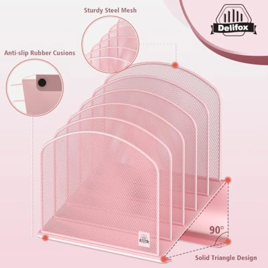 منظم ملفات مكتبي مائل مكون من 5 أقسام حامل مجلد ملفات عمودي حامل رف معدني فارز الملفات لسطح المكتب والفصول الدراسية أو