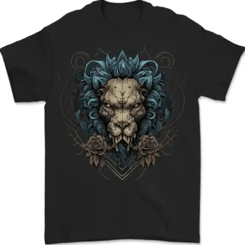 Devil Lion Skull Fantasy Demon Mens T-Shirt 100% Cotton