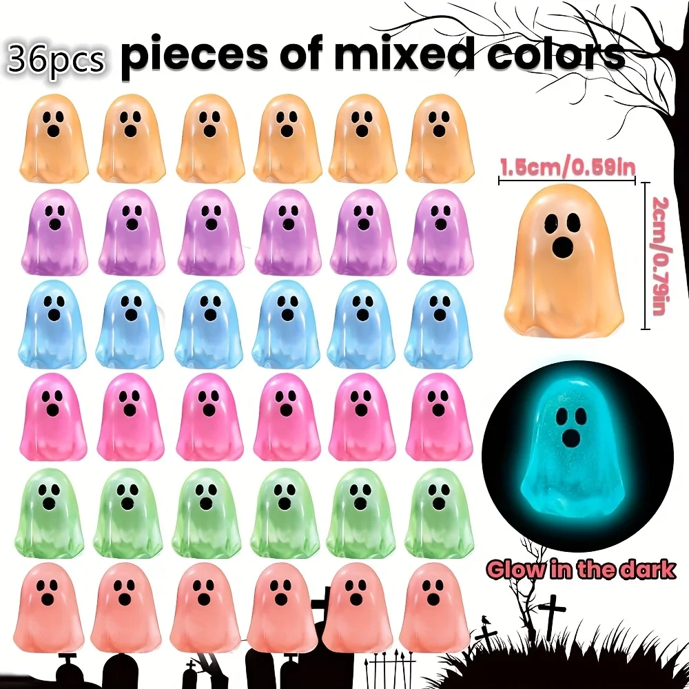 36pcs Halloween Mini Ghosts Figures, Glow in Dark Statues
