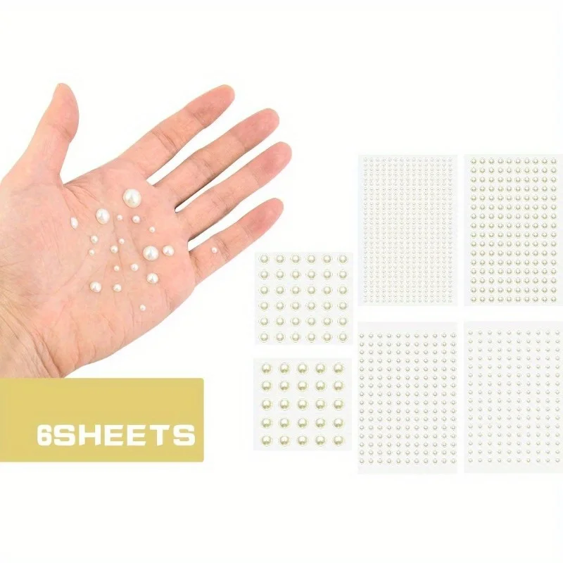 （3-10mm）6 sizes of pearls single adhesive stickers Song made pearl makeup mermaid tear stickers