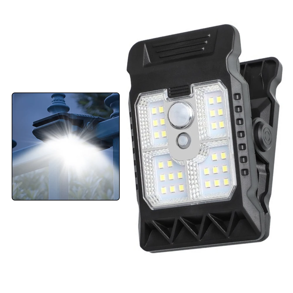 Outdoor LED Solar Clip Light Solar Clamp Light Waterproof Garden Camping Light Smart Sensor Light Wall Lights