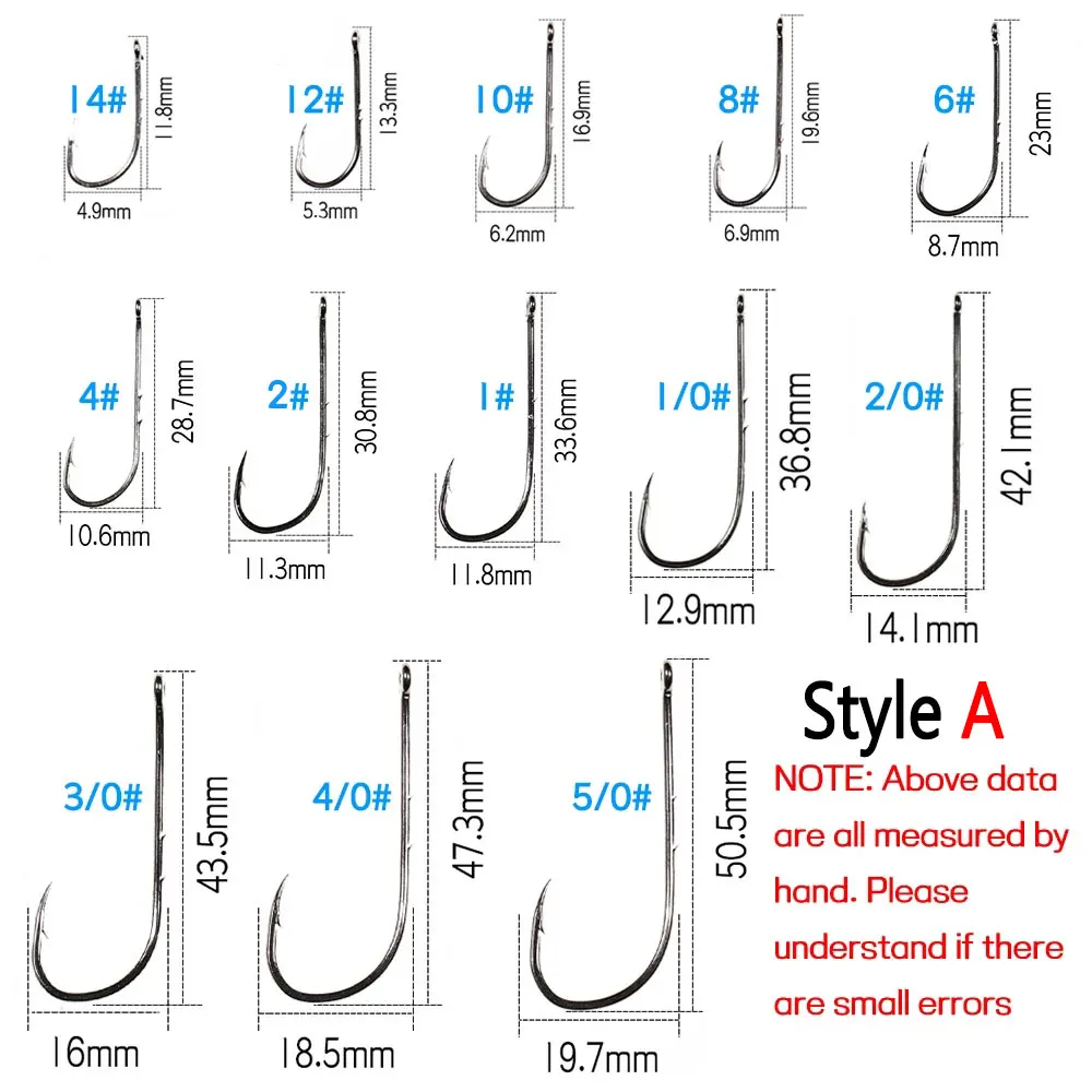 50PCS High Carbon Steel Barbed Fish Hook Baitholder Fishing Hooks Worm Pond Fish Bait Holder Size 10 12 14 1/0 2/0 3/0 4/0 5/0