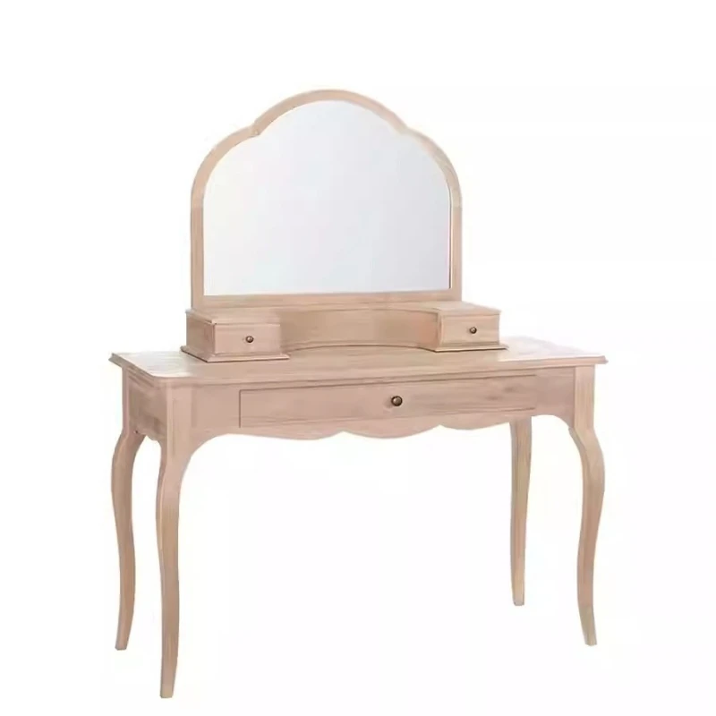 American solid wood dresser, with mirror, retro and old, French light luxury, small apartment bedroom