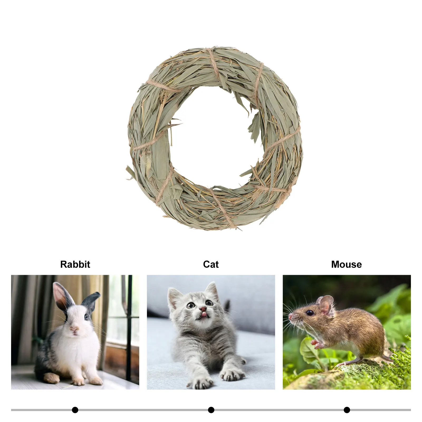 

Natural Pet Molar Grass Ring Eco-Friendly Chewing Toy Hamster Rabbit Small Animal Durable Biting Grass Ring Safe Pet Supplies
