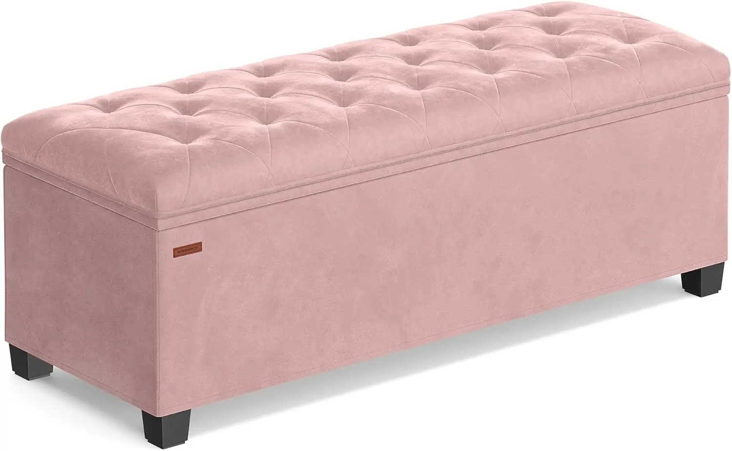 Velvet Storage Ottoman Bench, Foot Rest with Legs, 15.7 x 43 x 15.7 Inches, End of Bed Bench, Storage Chest, Load up to 660 lb,