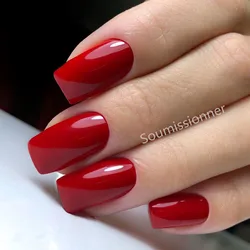 Glossy Wine Red Press On Fake Nails Acrylic False Nails DIY Long Square Faux Ongle Full Cover Fingertips Manicure