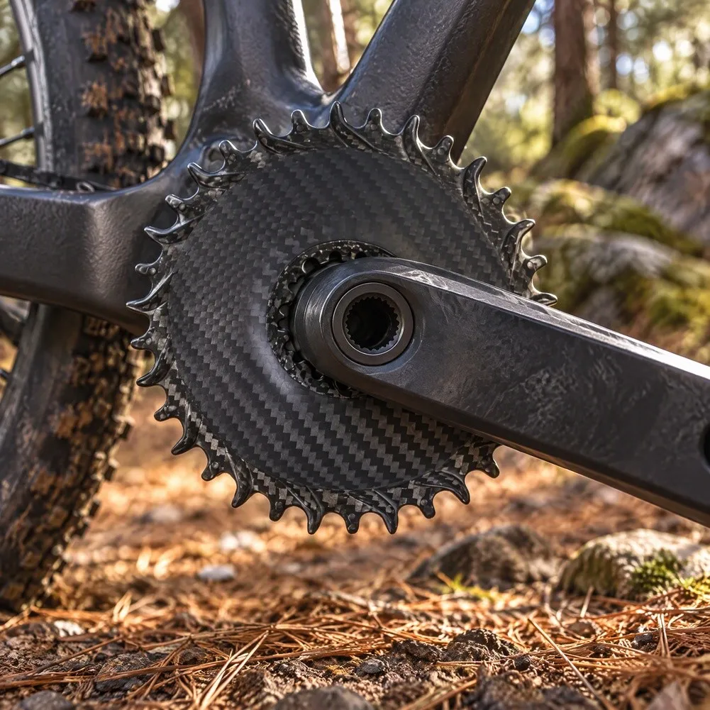 Carbon Fiber Bicycle Chainring 32T 34T 36T 38T For Ultra Light Single Disc Crankset With 7075 Aluminum Core For GXP 3 Bolt Parts