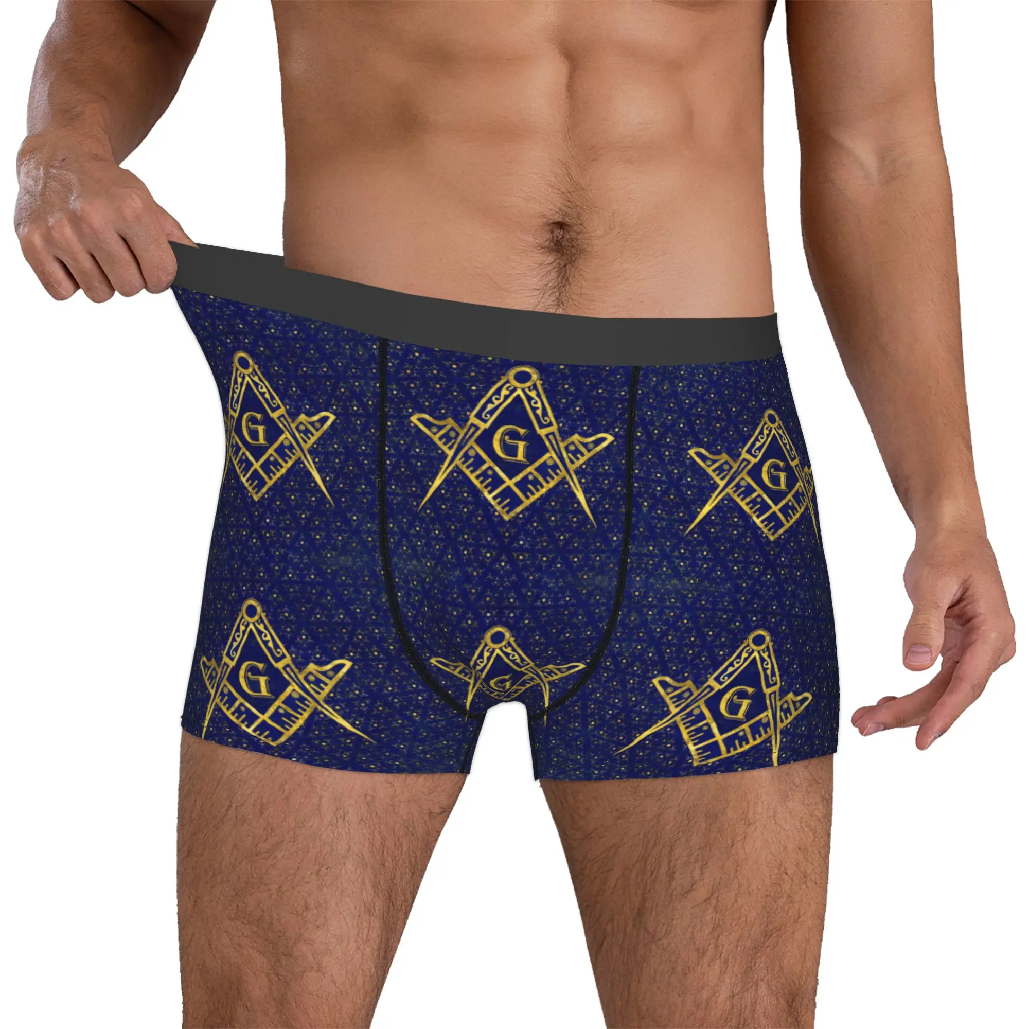 Freemasonry Symbol Boxers Shorts Men's Masonic Mason Freemason Briefs Underwear Fashion Underpants