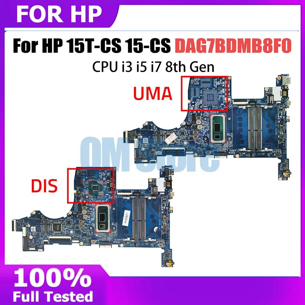 

Notebook Mainboard For HP Pavilion 15T-CS 15-CS L34174-001 L34173-601 DAG7BDMB8F0 Laptop Motherboard CPU I3 I5 I7 8th Gen