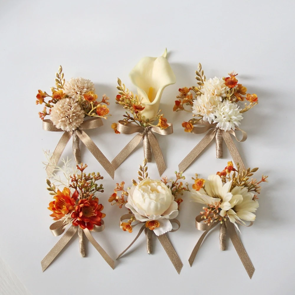 

Luxury Men Groom Boutonniere Wedding Party Bridal Artificial Flowers Marrige Accessories