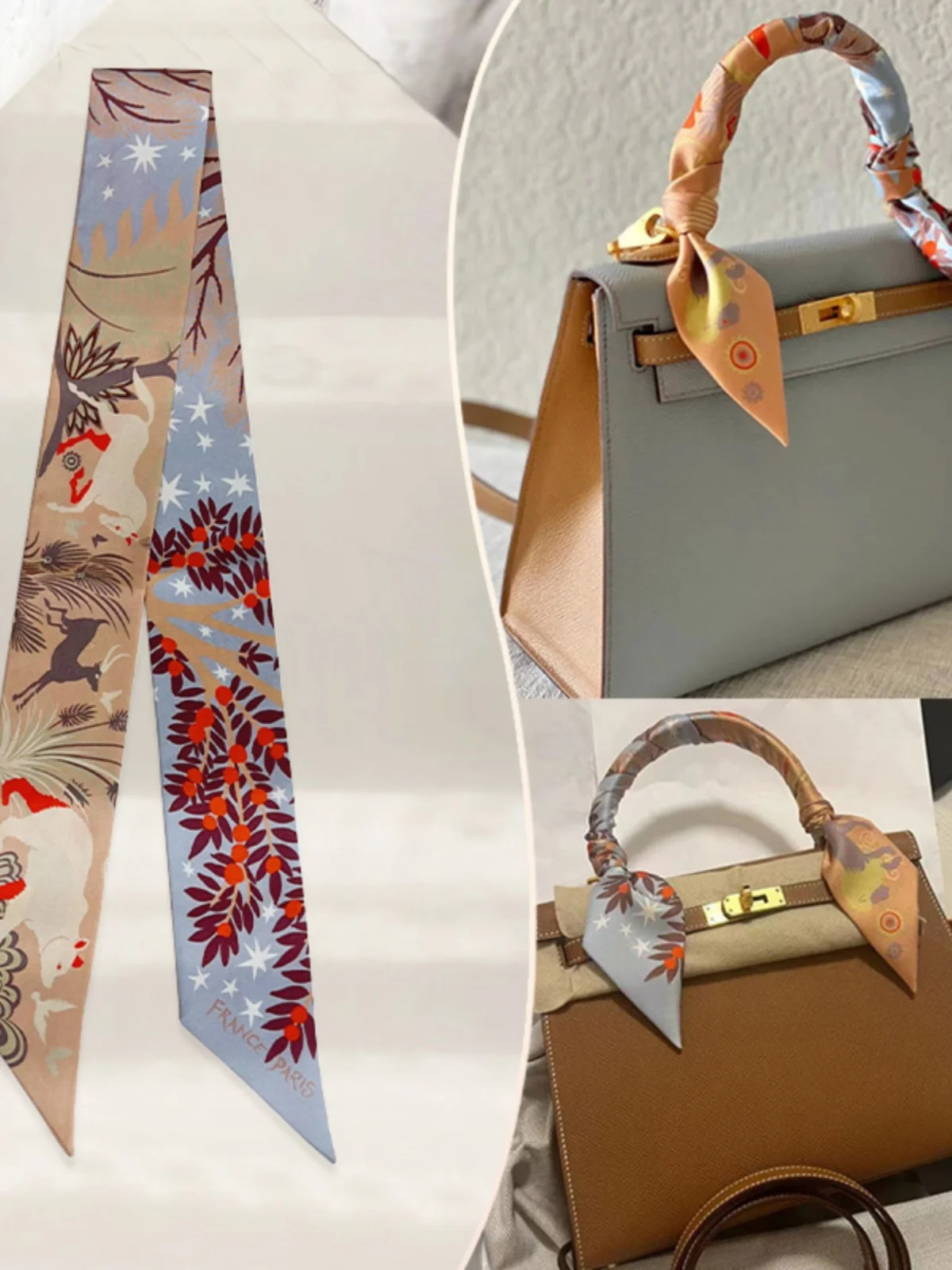

H-Home New Twill Silk Scarf 00% Silk 8 Momme Decorative Bag Wrap Silk Ribbon Real Silk Small Netie