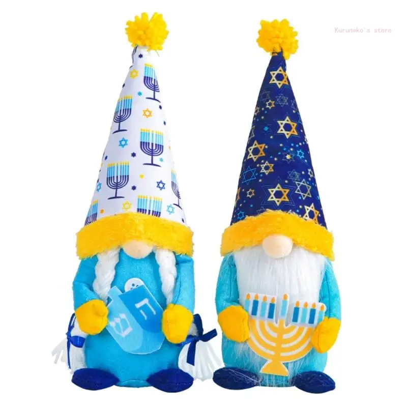 Decoración gnomos Hanukkah, muñeco enano felpa, adornos Tomtes suecos Janucá