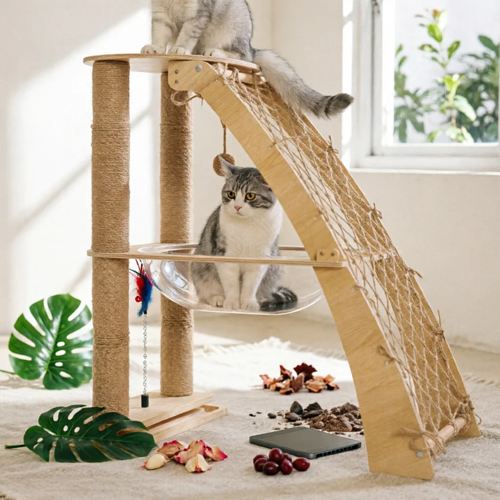 Feline Tree Space Capsule Feline Climbing Climbing Structure Solid Wood Rotating Toy
