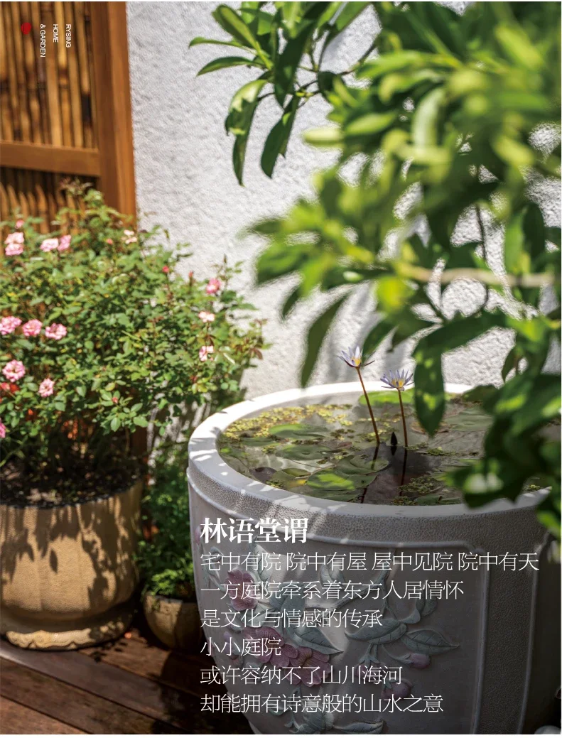Large Flower Pots, Villas, Oversized Flower Pots, Chinese Style Carved Large Pots, Triangular Plum  Pots